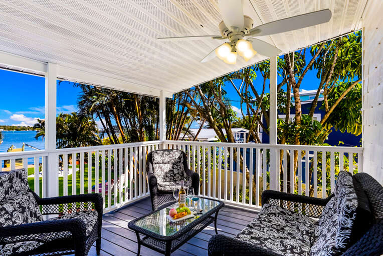 Porch Seating with Ceiling Fan
