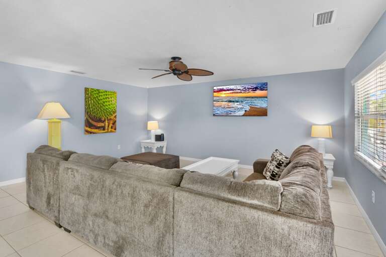 Bright living space with smart TV