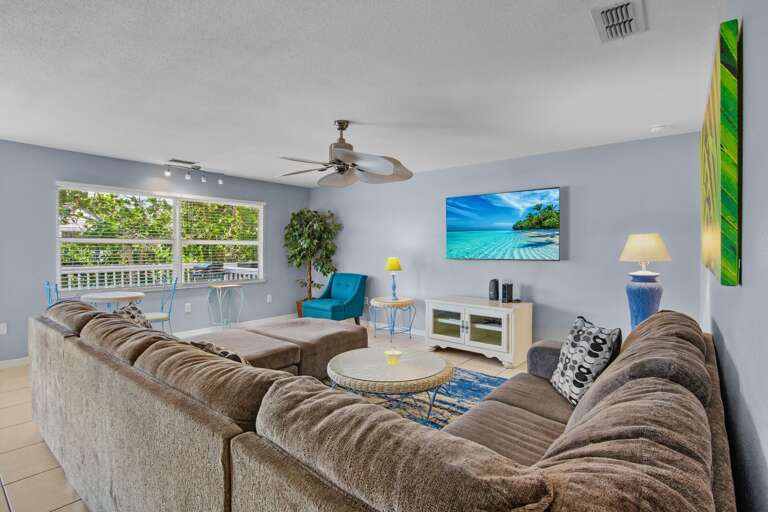 Bright living space with smart TV