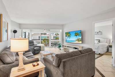 Living area with plush seating and TV