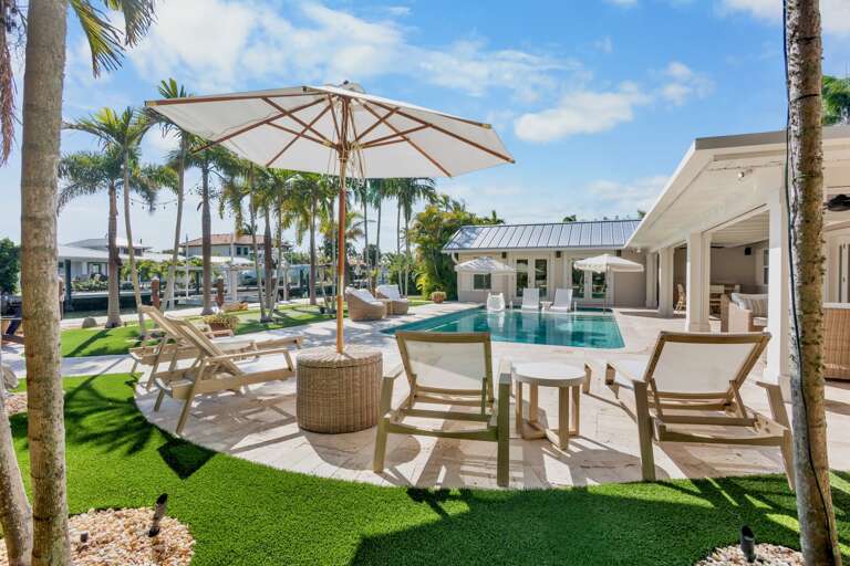 Private heated pool and outdoor lounge chairs