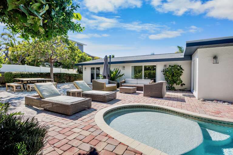 Private pool and loungers