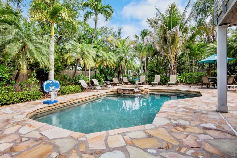 Private Pool and Spa with Outdoor Seating Area