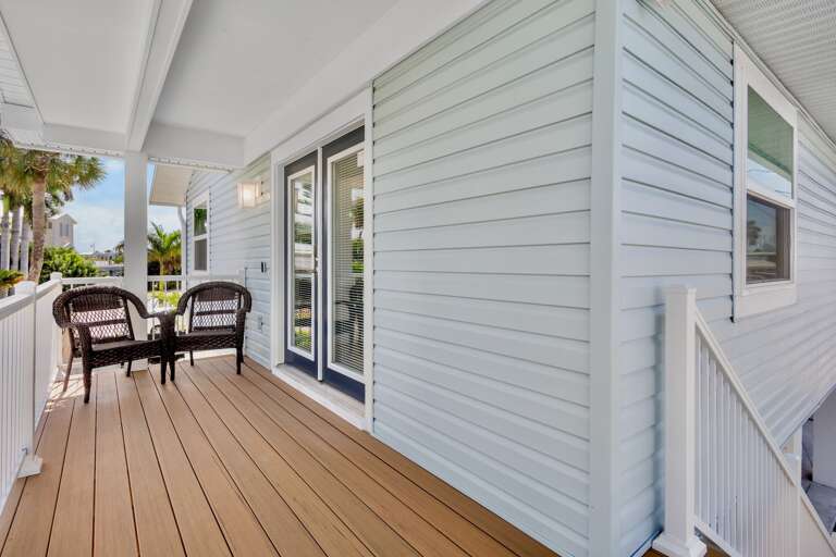 Covered front porch with seating
