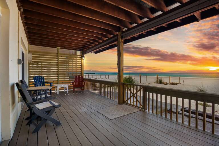 Beachfront Outdoor Deck with Seating and Direct Beach Access