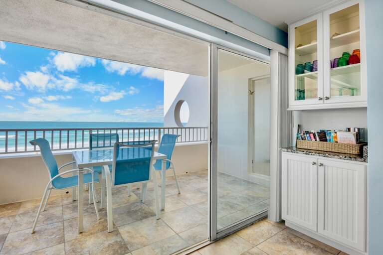 Private balcony with dining and seating