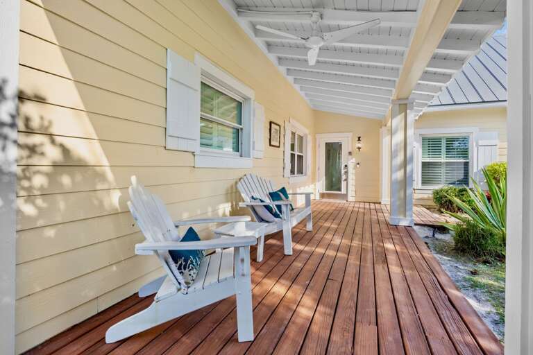 Private deck with Adirondack chairs