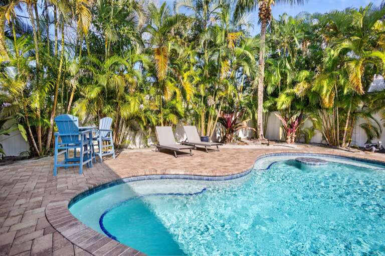 Tropical oasis with pool