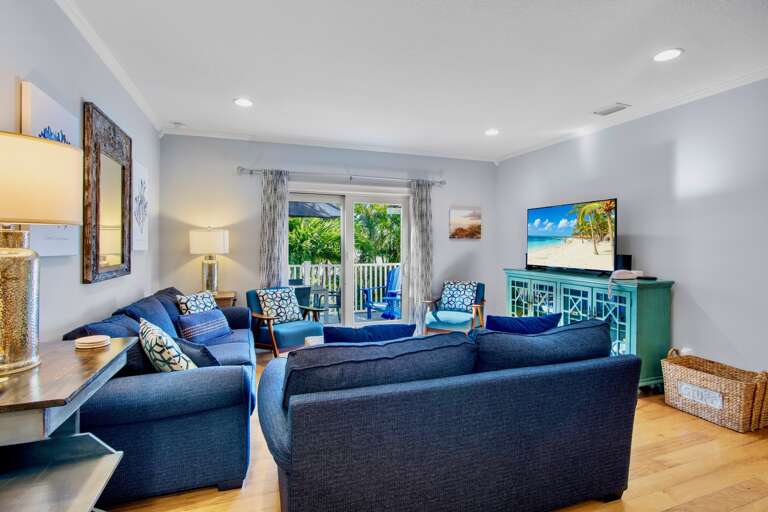 Bright living space with TV