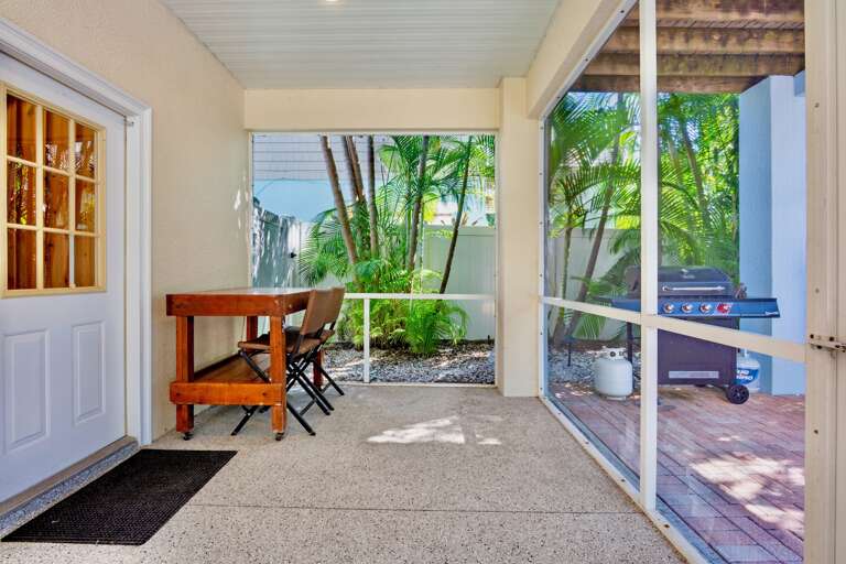 Outdoor dining in covered patio