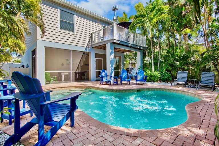 Pool area with comfortable lounge chairs