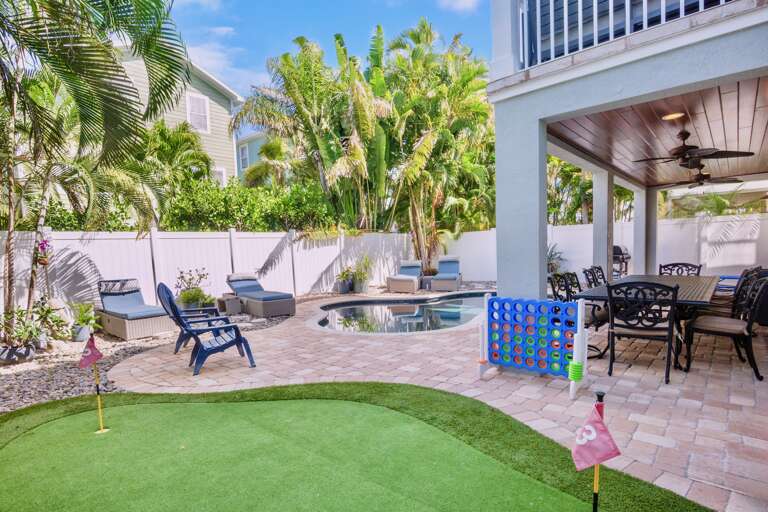 Patio with Cornhole, Putting Green, and Private Pool
