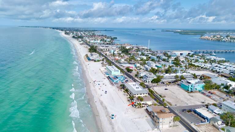 Aerial view of beachfront property