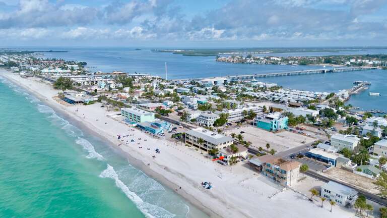 Aerial view of beachfront property