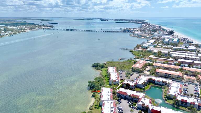 Aerial view of Beach and Bay Getaway by Anna Maria Vacations