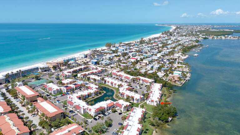 Aerial view of Beach and Bay Getaway by Anna Maria Vacations
