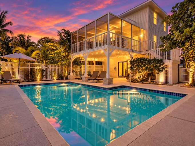 Private heated pool, sunset view