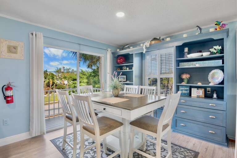 Dining room and tropical garden views