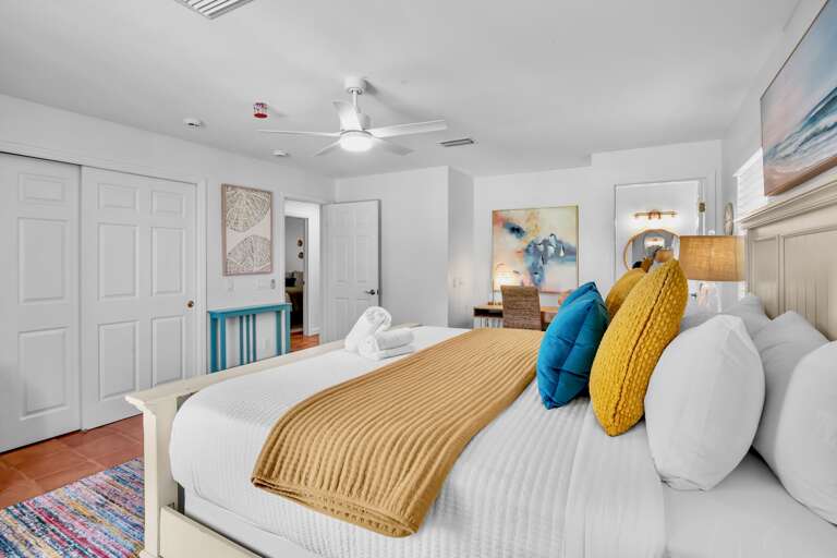 Primary Bedroom, King bed and workspace