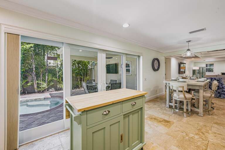 Kitchen with patio and pool access