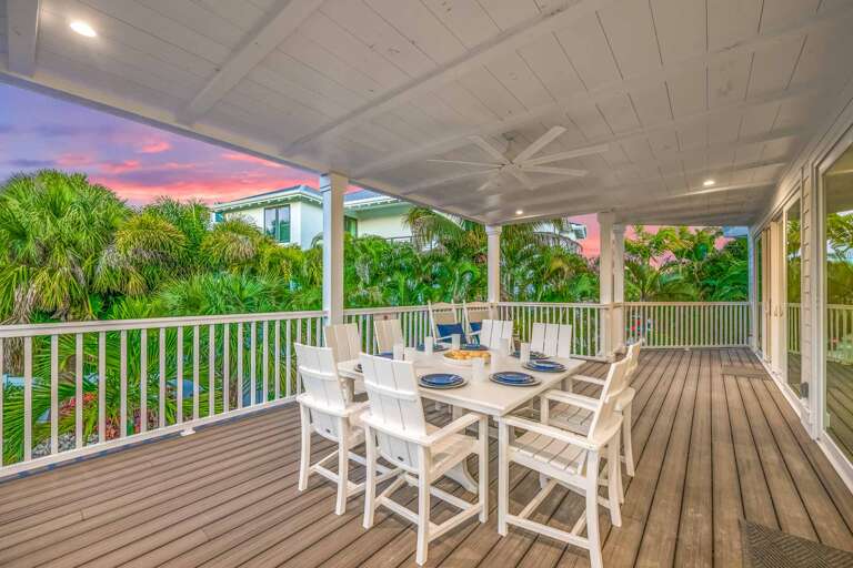 Main Floor Balcony Dining at Twilight