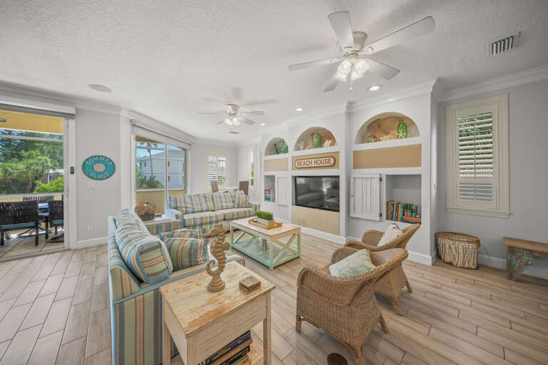 Bright living space with smart TV
