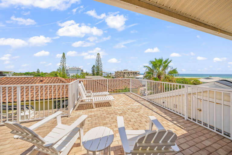 Rooftop deck with cozy seating area