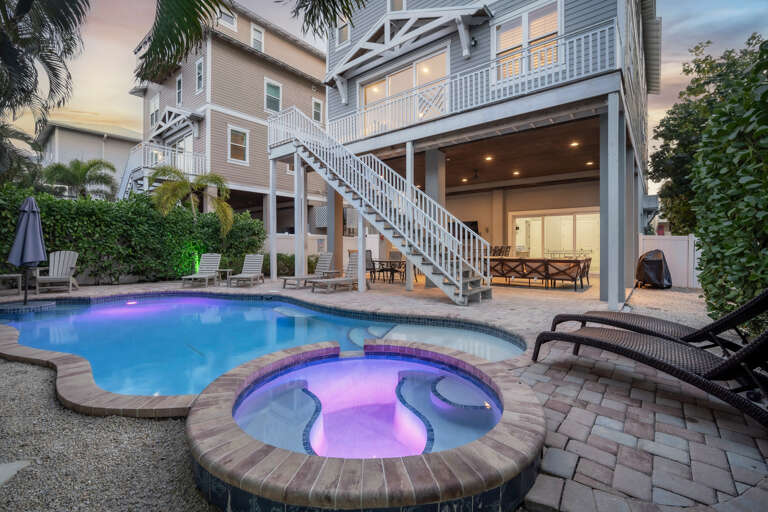 Poolside retreat with hot tub