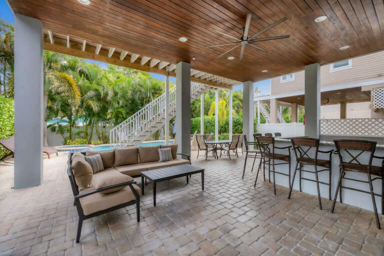 Relaxing lounge chairs in the patio