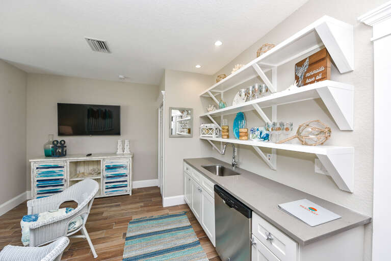 Living Room and Wet Bar with Dishwasher