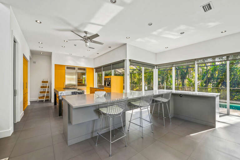 Bar Top Seating and Kitchen