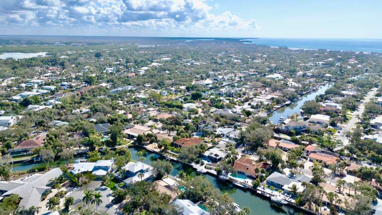 Aerial View - Treasure on the Canal by Siesta Luxury Rental Properties