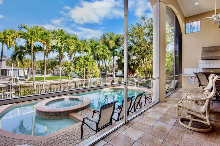 Private pool with outdoor seating