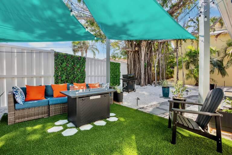 Private backyard oasis with comfortable seating