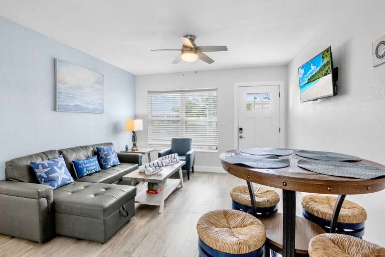 Bright open living and dining area