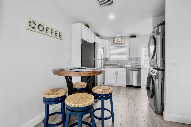 Modern kitchen with casual dining space