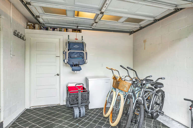Beach amenities - bicycles, chairs, and wagon