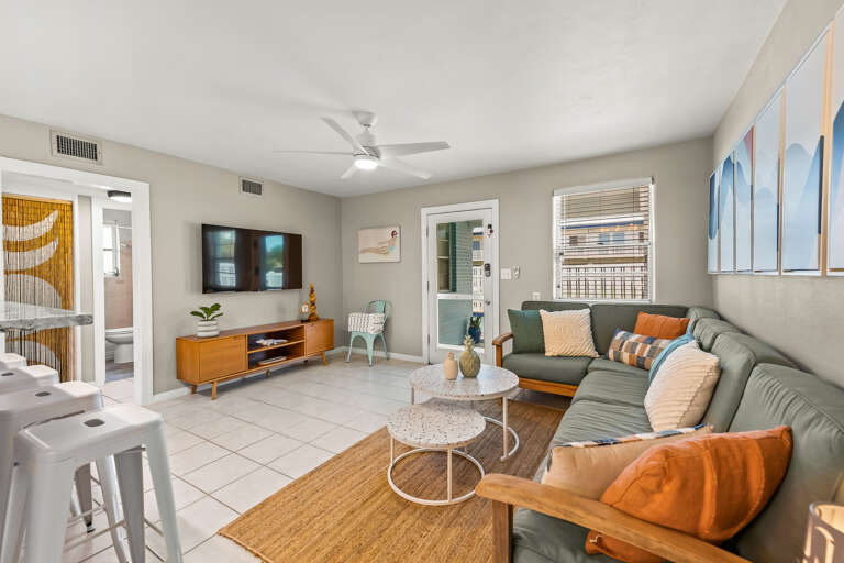 Living area with TV (Second Cottage)