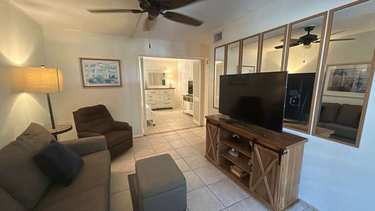 Bright living space with smart TV
