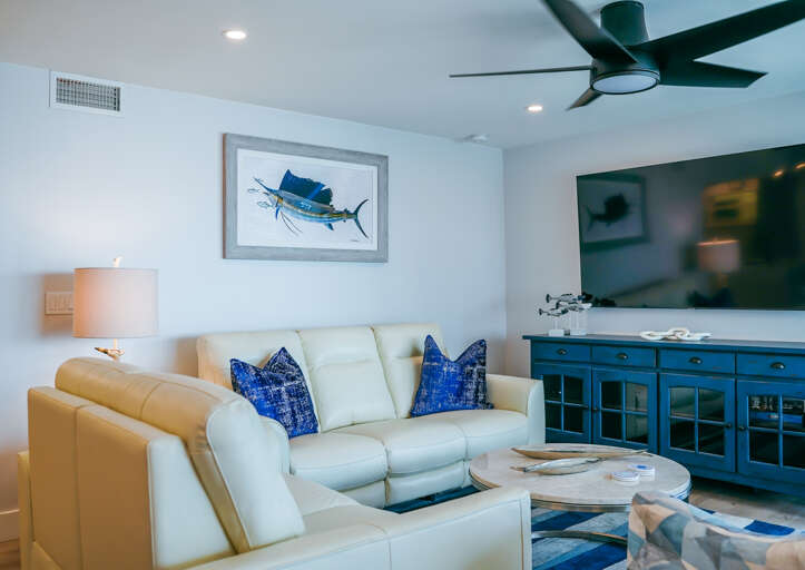 Bright living space with smart TV