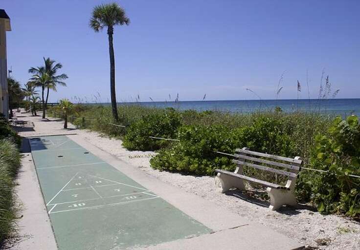 Shared shuffleboard courts
