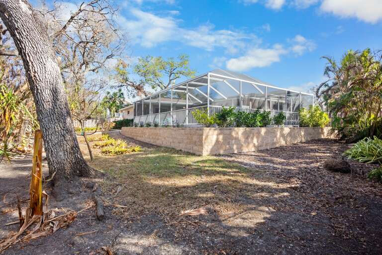 Spacious yard surrounded by nature