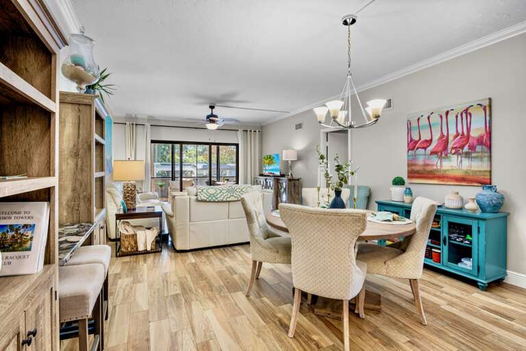 Living and Dining Area, Harbor Towers Unit 128 - Tropical Sands Accommodations