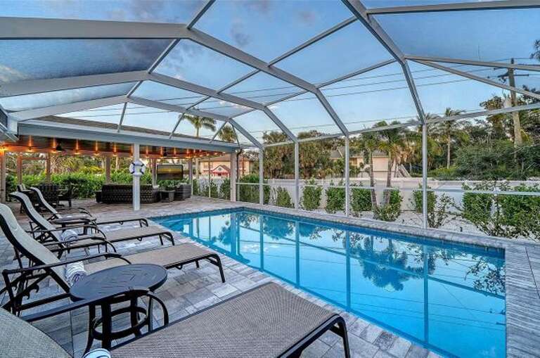 Private pool with comfortable loungers