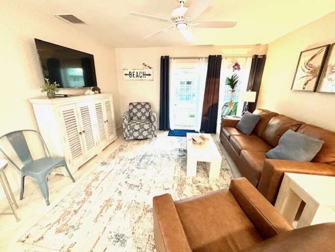 Bright living space with TV