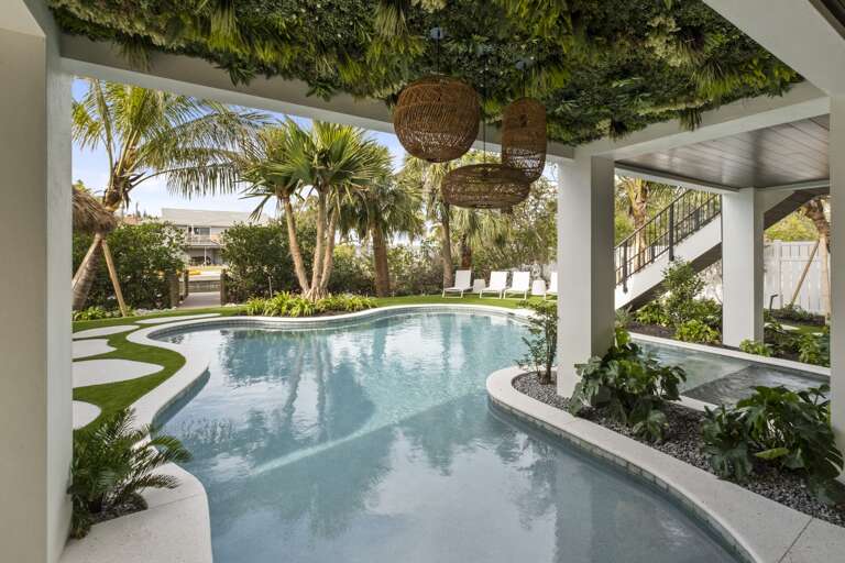 Private pool with hot tub