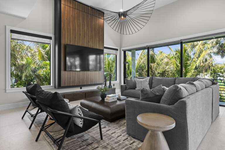 Living Area with Smart TV and Balcony
