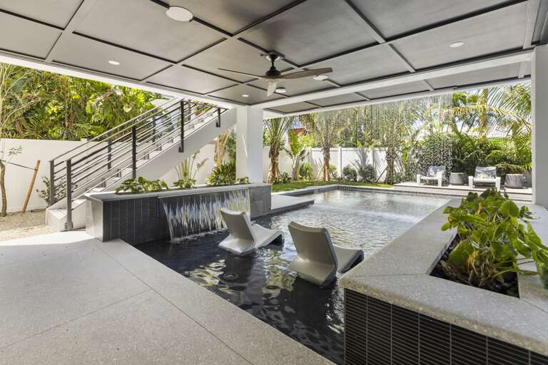 Private Pool with Waterfall and Loungers