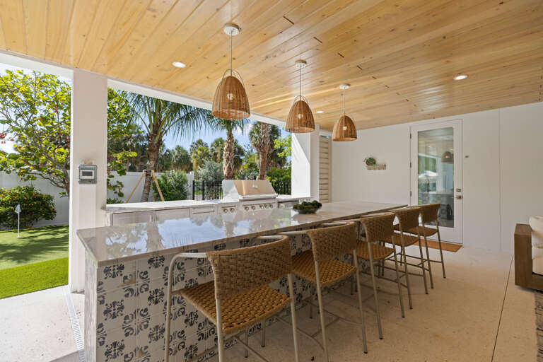 Outdoor Kitchen with Island Seating