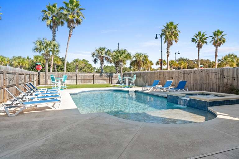 full size pool with tanning ledge